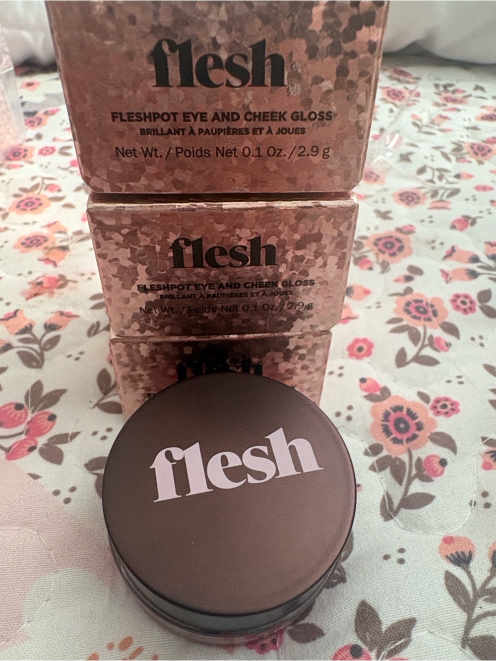 Flesh Pot Lip, eye, & Cheek Gloss - Rose Gold Packaging